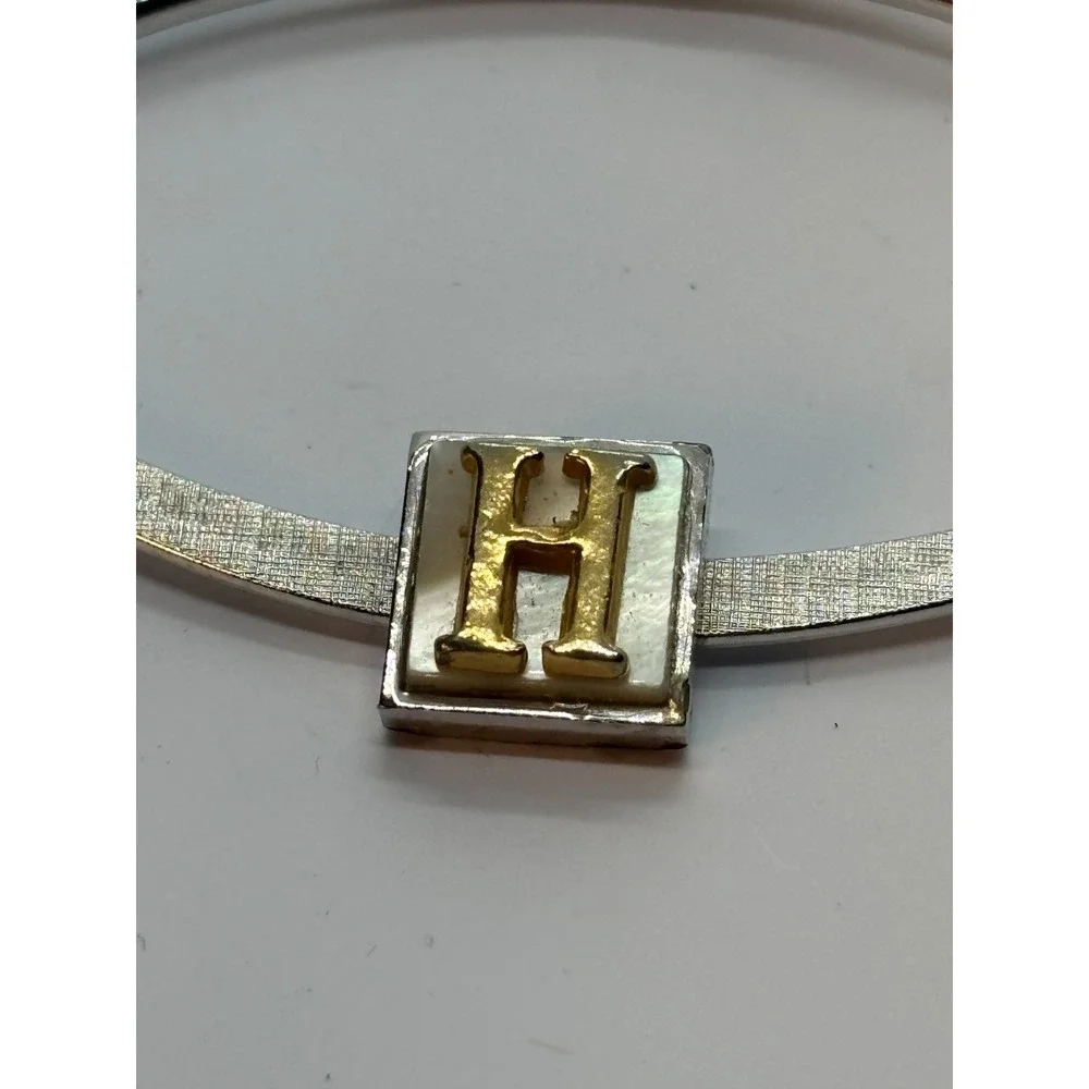 Vintage H Monogram Initial Tie Bar Silver and‎ Gold Tone